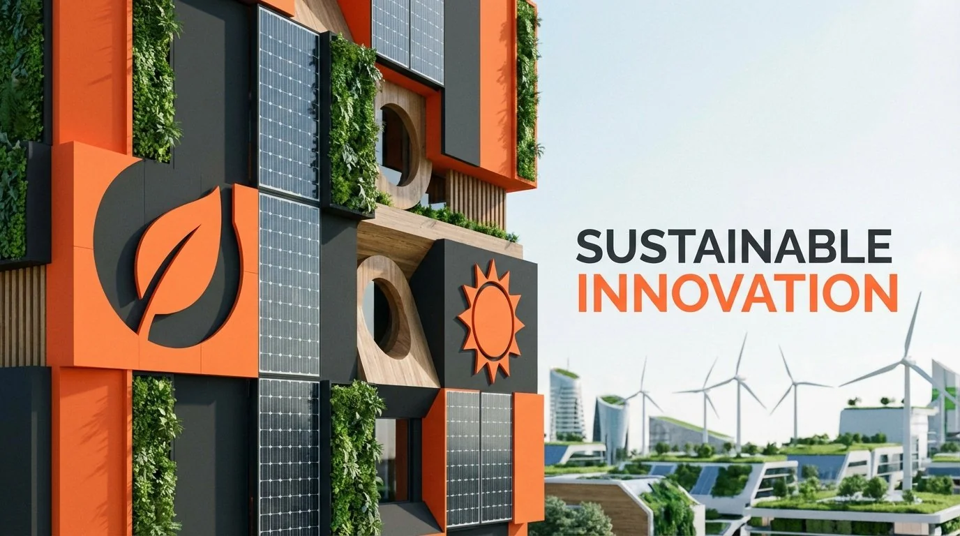 Sustainable innovation and green building concept with solar panels