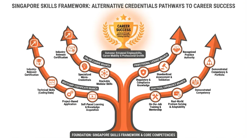 Singapore skills framework showing alternative career pathways and credential options