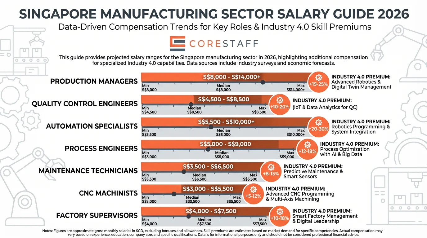 Bar chart comparing salaries for production managers, engineers, technicians