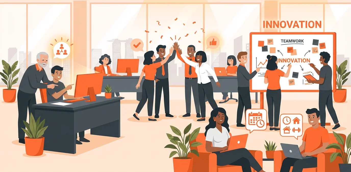 Positive office environment with mentorship, team celebrations