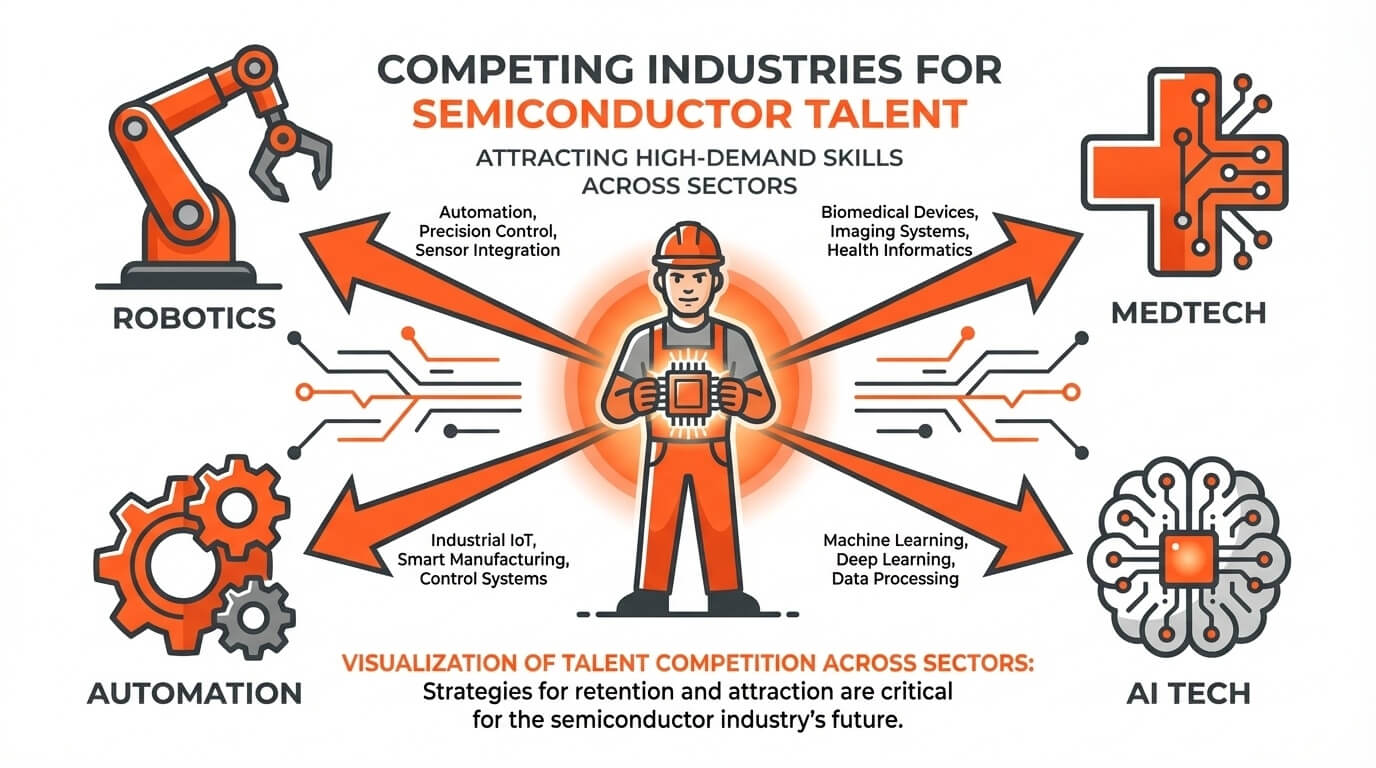 Competing industries for semiconductor talent including robotics, medtech, and automation