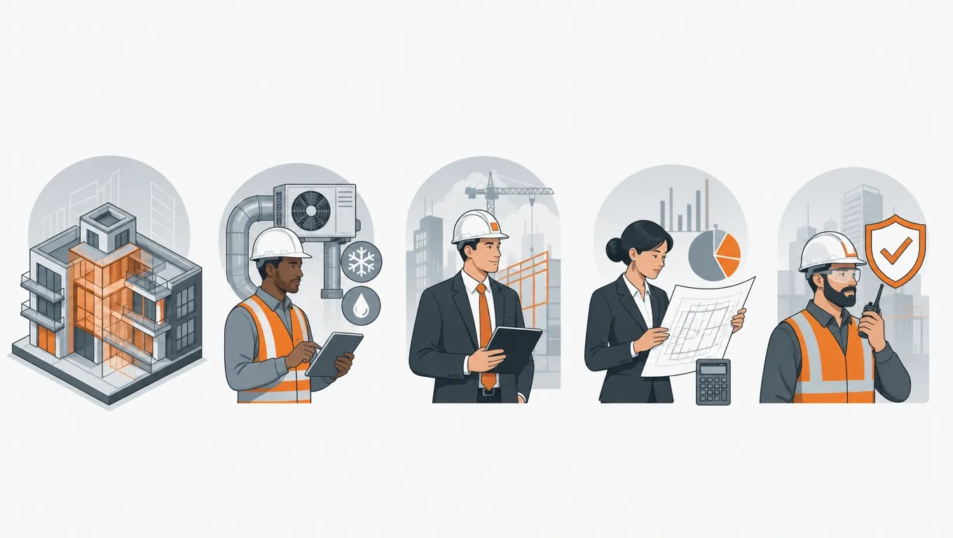 Five pressed construction role-family icons