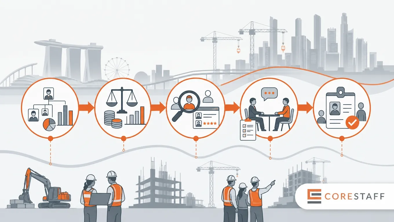 Five-phase Q4 construction hiring roadmap graphic
