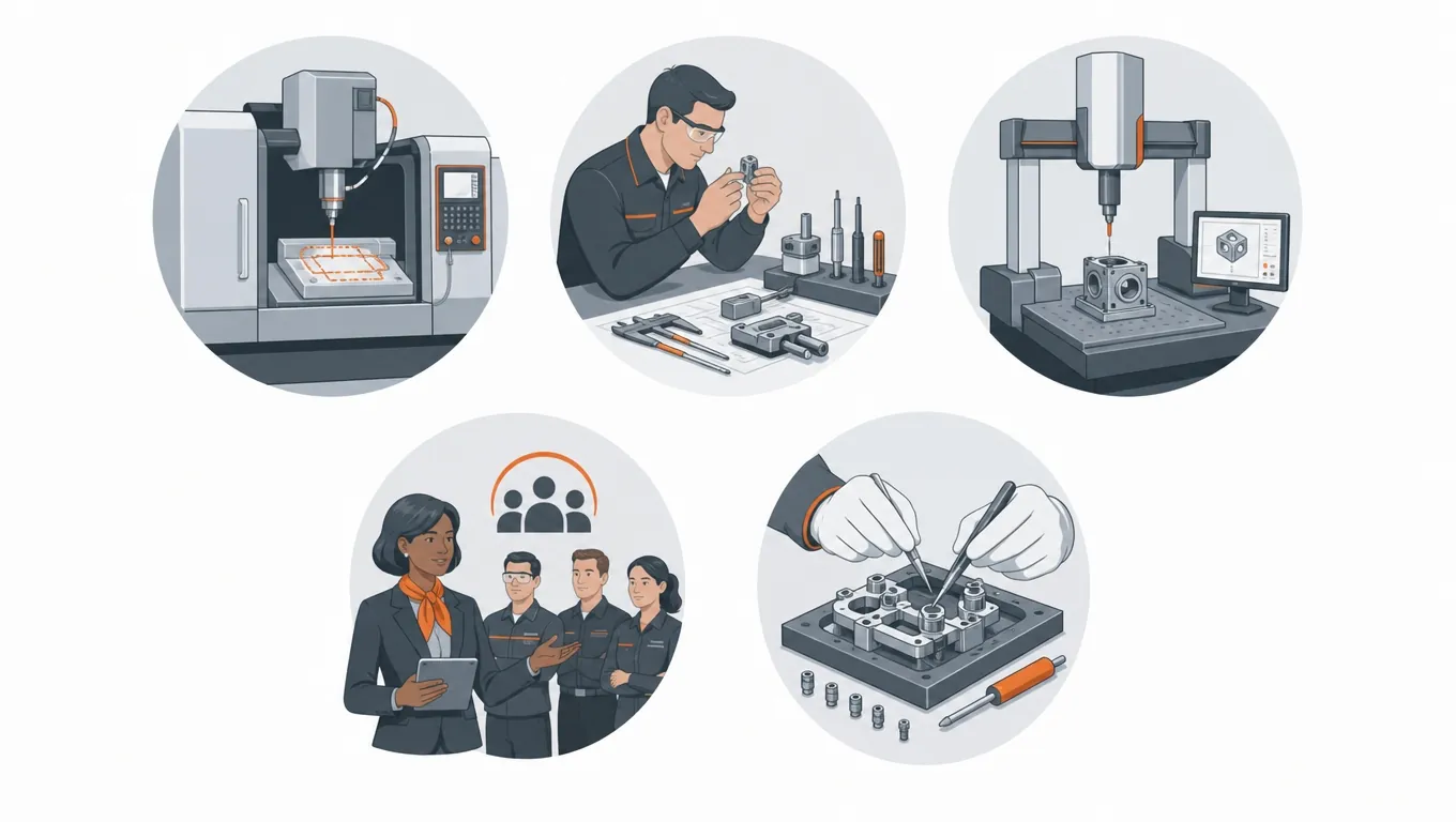 Five precision engineering role-family icons
