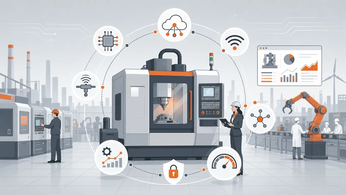 Smart CNC platform with sensors, predictive maintenance and Industry 4.0 connectivity lines